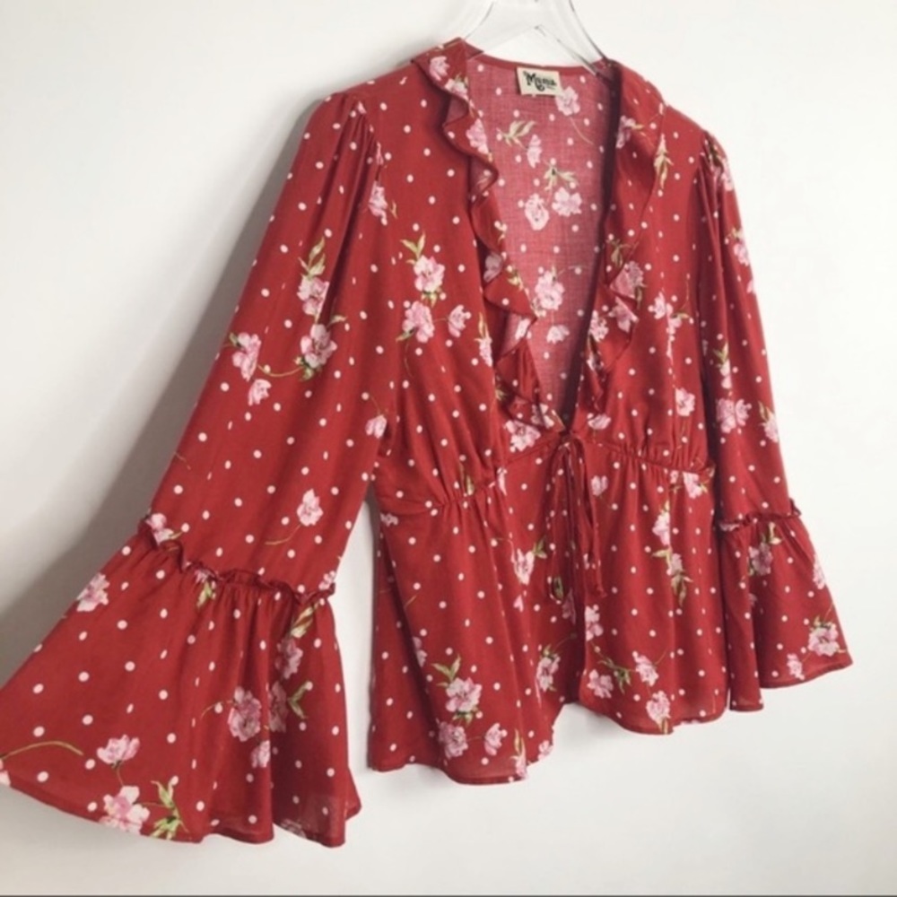 Show Me Your MuMu Hayley Tie-Front Blouse XS - Picture 3 of 11